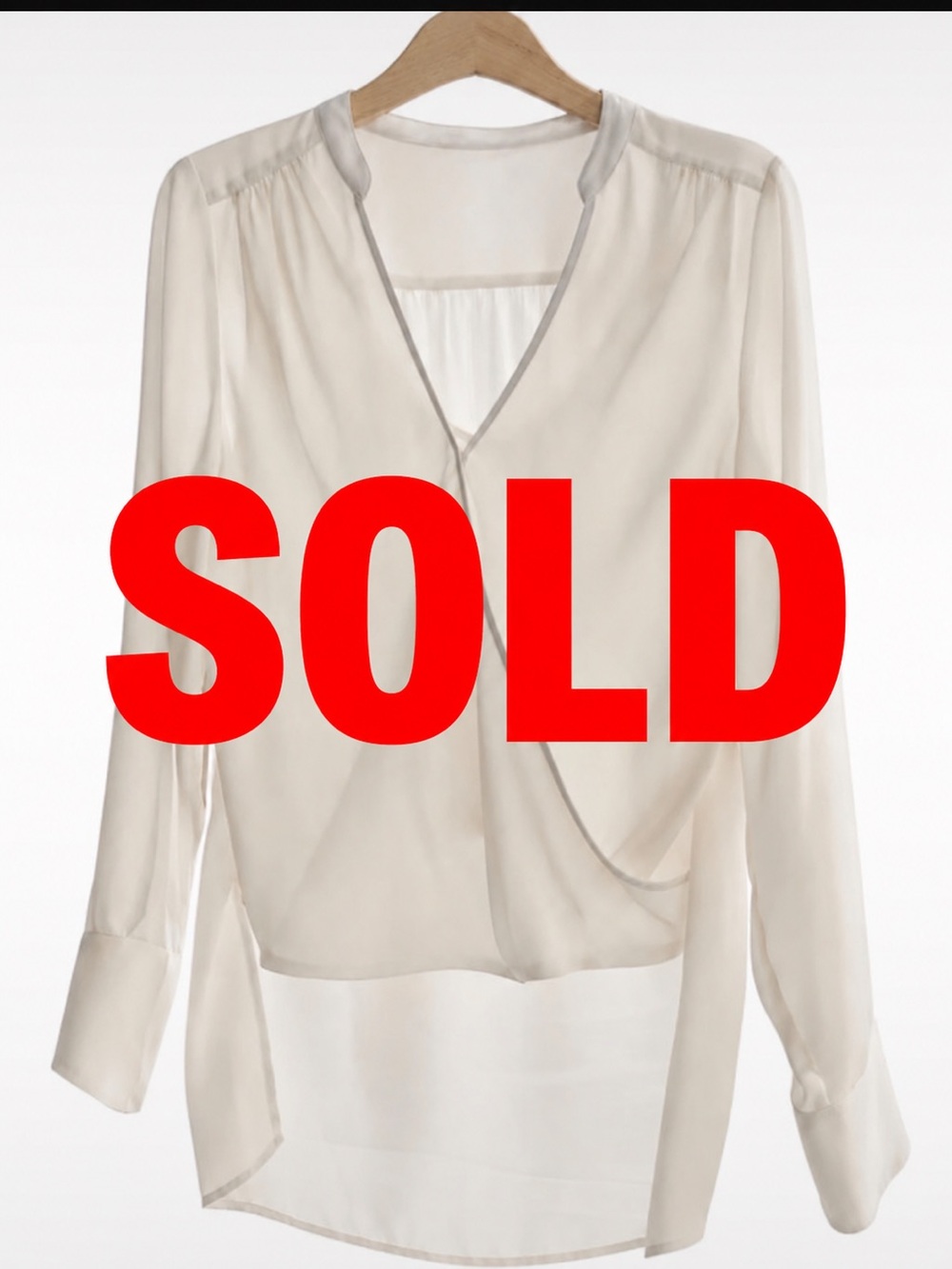 BCBG Cream Draped Surplice Blouse